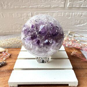 Gorgeous Amethyst with Agate Druzy Sphere